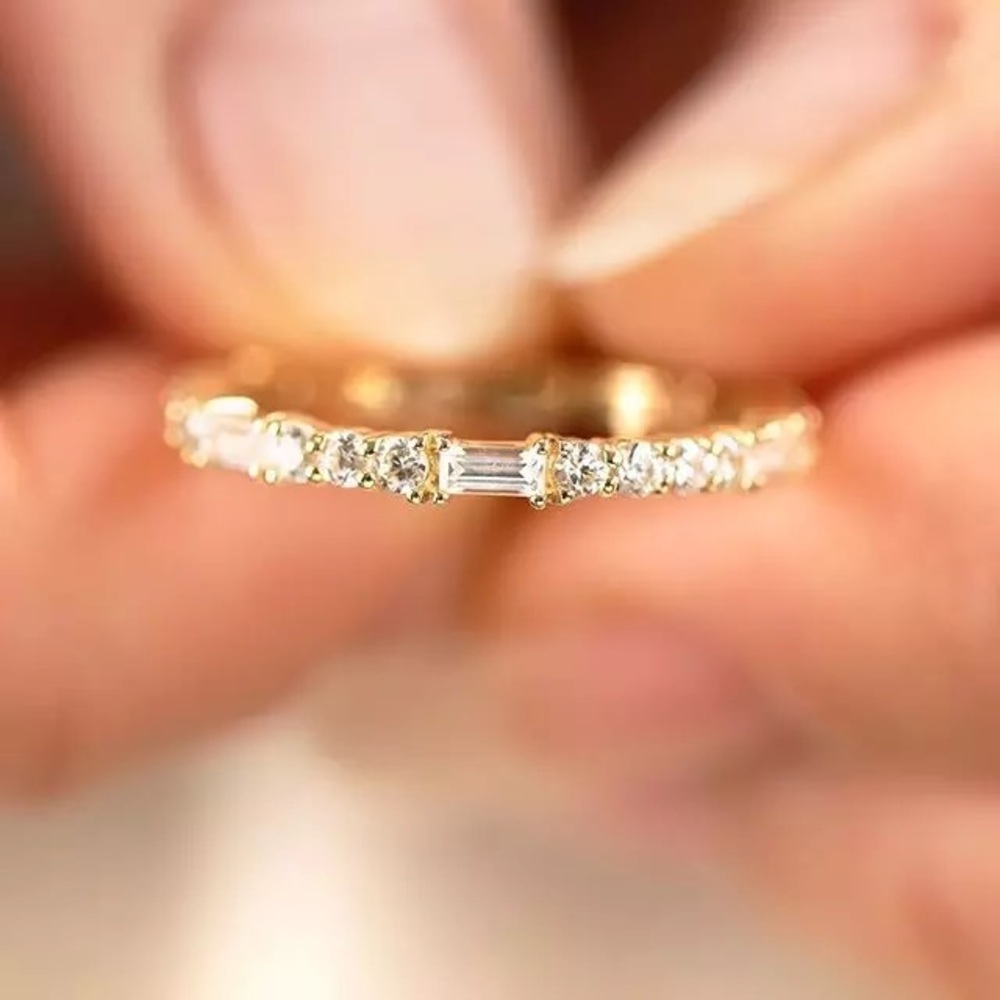 New Women’s Yellow Gold Plated Diamond Ring